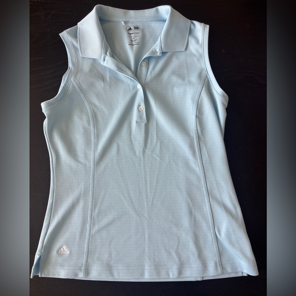 Adidas Golf Shirt Sleeveless Size Medium Light Blue